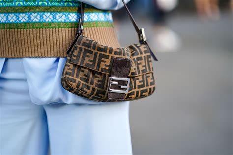 fendi bag with braidedibbon bag|Fendi baguette size guide.